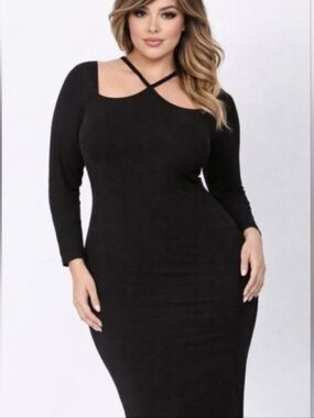The Commons Modal Jersey Black Long Sleeve Bodycon Dress